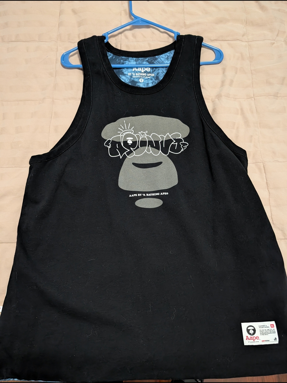 AAPE Black Graphic Logo Tank Top